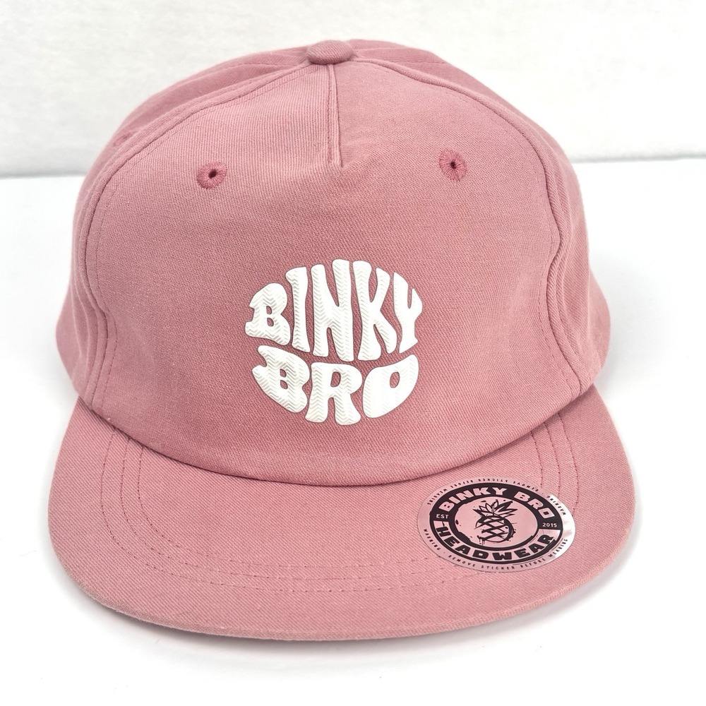 Binky Bro Youth (3-6 Yr) Snapback Hat Dusty Pink Cotton Flat Bill White Logo Cap